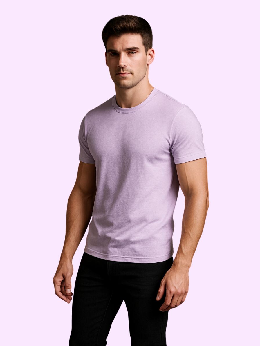 Men's Plain Purple Cotton T-Shirt